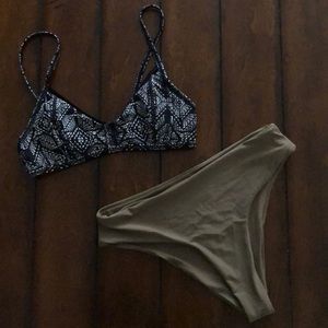 High Waist Army Green Swimsuit BOTTOMS